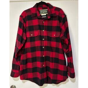 Field & Stream Men's Red & Black Flannel Button Up Long Sleeve SZ Large Outdoors